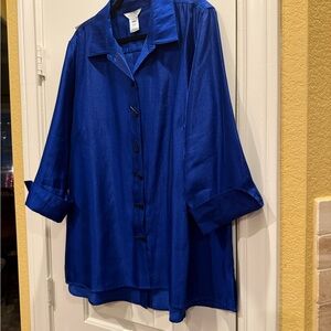 Multiples Shimmering Blue Blouse